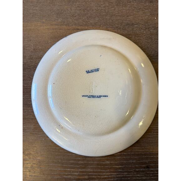WRIGHT TYNDALE & VAN RODEN Philadelphia Old Academy Germantown Blue Plate Vtg - Picture 3 of 4